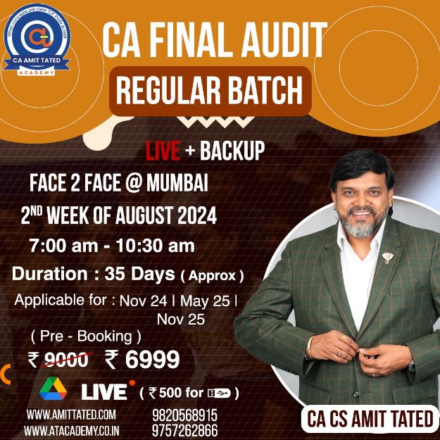 Picture of CA Final Audit Regular Batch (Live+Backup) FACE 2 FACE @ MUMBAI