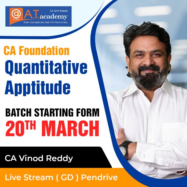 Picture of CA Foundation Quantitative Apptitude For Sep 25 & Jan 26 by CA Vinod Reddy